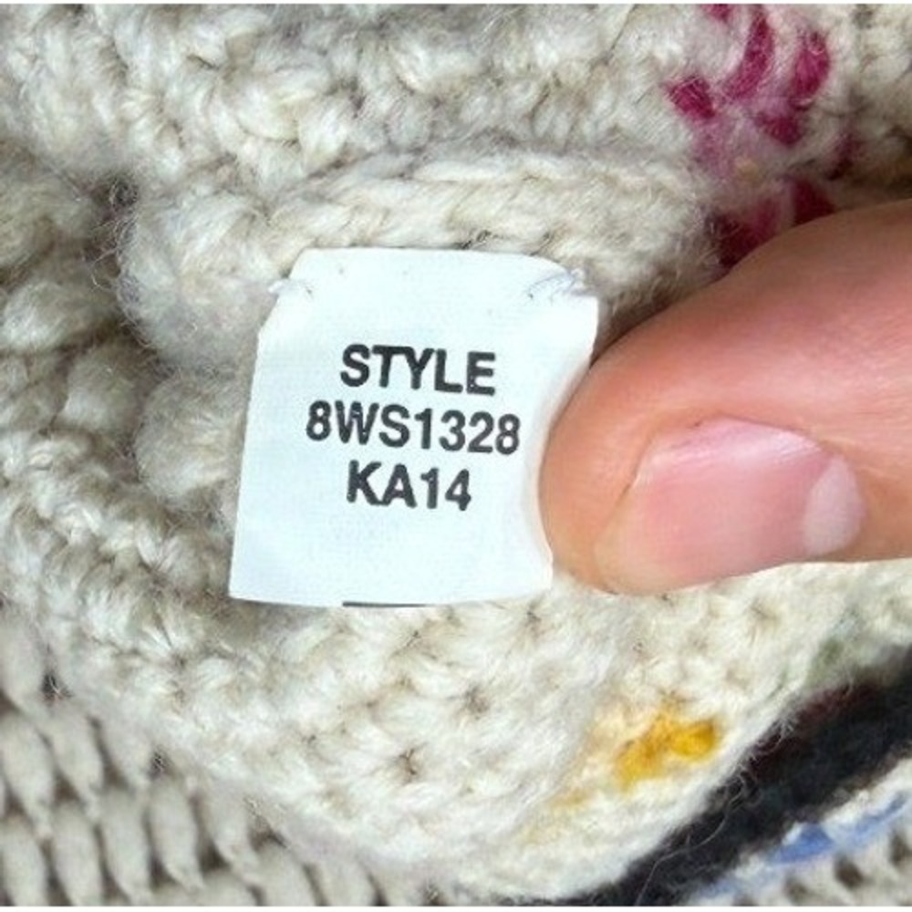 Lucky Brand VTG Wool Crochet Knit Long Cardigan Sweater Coat Duster‎ Womens XL - Picture 8 of 12
